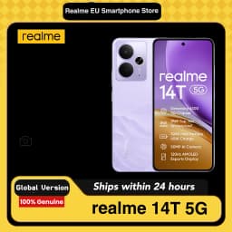 realme 14T 5G 8GB+256GB Smartphone, Dimensity 6300 processor, 6.67" and 120Hz AMOLED eSports display, 5260mAh battery, IP69 water resistance, (without adapter)