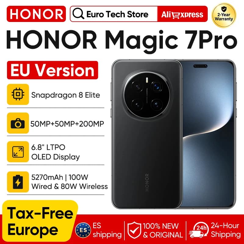Global Version HONOR Magic7 Pro 5G Smartphone Snapdragon 8 Elite 6.8''120Hz LTPO Display 100W Charge 5270mAh IP68 BT5.4 OTG