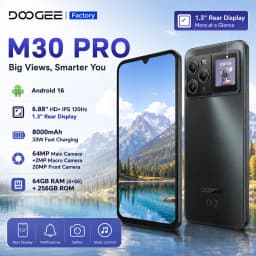 DOOGEE M30 Pro Smartphone Android 16 6.88'' HD+Screen 1.3'' Rear Display Octa Core Mobile Phone 64GB+256GB 8000mAh 64MP 33W NFC