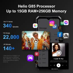 FOSSiBOT [F106 Pro] Rugged Smartphone 15GB(8+7) RAM 256GB ROM 12000mAh 6.58”FHD Android 14 Loud Speaker Cellphone Camping Light