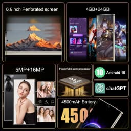 IVMI Global Vision XS26 Ultra Smartphone 4G Network Android 64GB ROM Dual SIM Google Play Store 6.9'' 4500mAh Mobile Phones