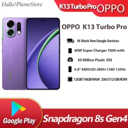 OPPO K13 Turbo Pro Mobile 5G Snapdragon 8s Gen4 6.8" AMOLED 120Hz 7000mAh Battery 80W SuperVOOC 50MP Camera NFC OTA ColorOS15