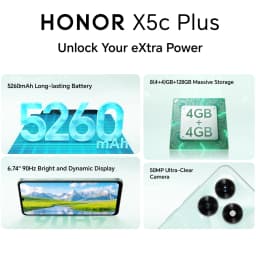 HONOR X5c Plus 4G,EU Version,4G Smartphone, 5260 mAh Battery,50MP Main Camera, MTK Octa-core CPU,6.74" LCD Screen