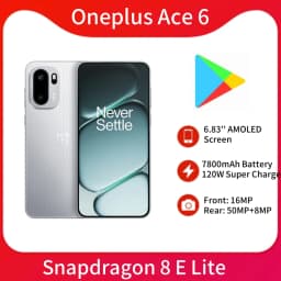 Unlocked Oneplus Ace 6 5G Smart Phone 6.83‘’ AMOLED Screen 7800mAh Battery 120W Super Charge 50MP Main Camera NFC Google Play