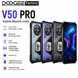 Global version DOOGEE V50 Pro Rugged Smartphone 5G 6.78" FHD+ Display 120Hz 52GB+1TB 11000mAh 200MP NFC Android 16 Mobile Phone