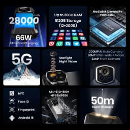 NEW Fossibot F107 PRO Rugged Phone Infrared Night Vision 28000mAh 66W Dimensity 7300 5G 50M Flashlight 12GB+512GB Android 15
