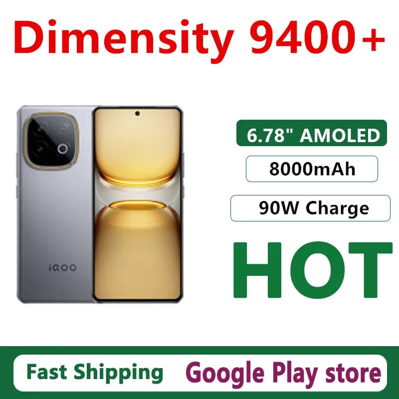 Original Vivo Iqoo Z10 Turbo Plus Mobile Phone 90W Charge 6.78" AMOLED 144HZ Dimensity 9400+ 50.0MP Camrea 8000mAh Battery