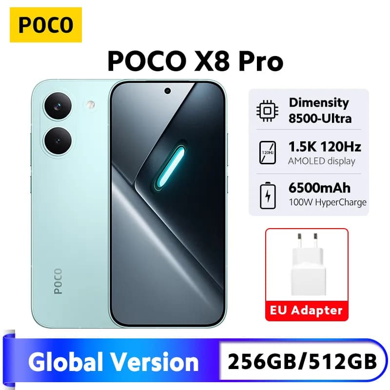 POCO X8 Pro 5G Smartphone Global Version Dimensity 8500-Ultra 6500mAh battery 6.59" 1.5K 120Hz AMOLED display 100W Charging NFC