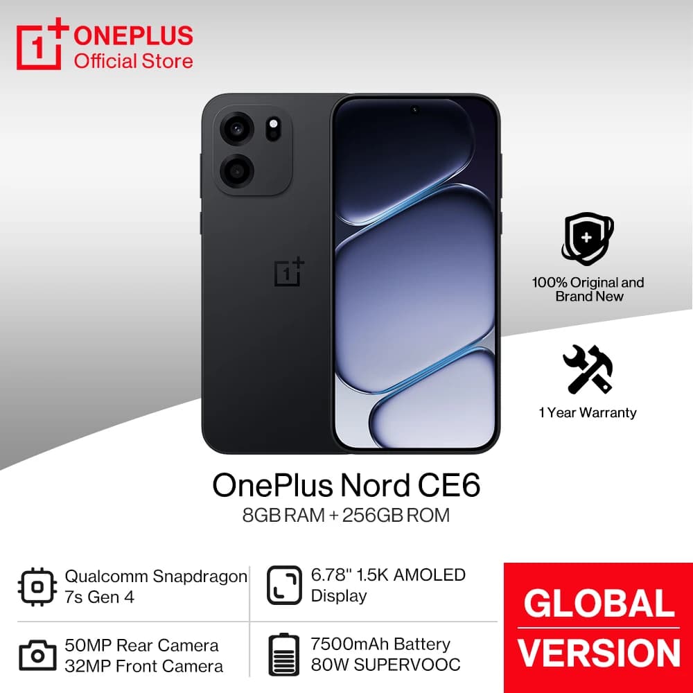 World Premiere OnePlus Nord CE 6 Global Version Smartphone 6.78'' 1.5K AMOLED 144Hz Display Snapdragon 7s Gen 4 7500mAh Battery
