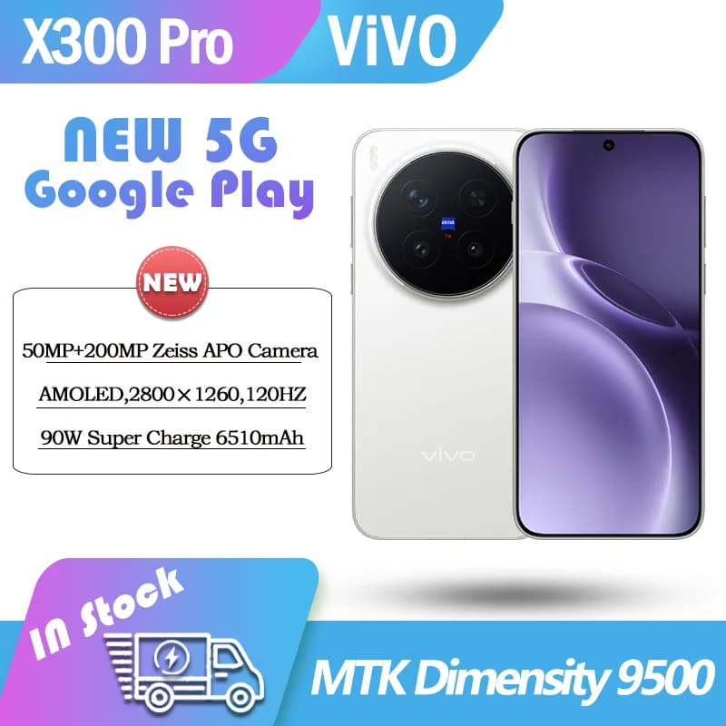 Original ViVO X300 Pro Mobile Phone 5G Dimensity 9500 6.78inch AMOLED 120HZ 6510MAH 90W Charger OTA NFC 200Mp Camera Google CN