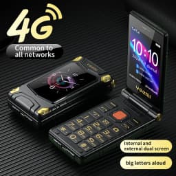 YEEMI M7+ Flip Mobile Phone LTE 4G Double Screen 2300 mAh MP3 MP4 Dual SIM Large Button SOS Quick Dialing Loud Sound CellPhone
