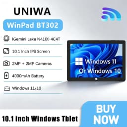 UNIWA Winpad Bt302 Windows Tablet 10.1'' HD Tablet PC WIN10/11 8GB+512GB BT Wifi Dual-Camera HDMI Interface Smart Pad 4000mAh