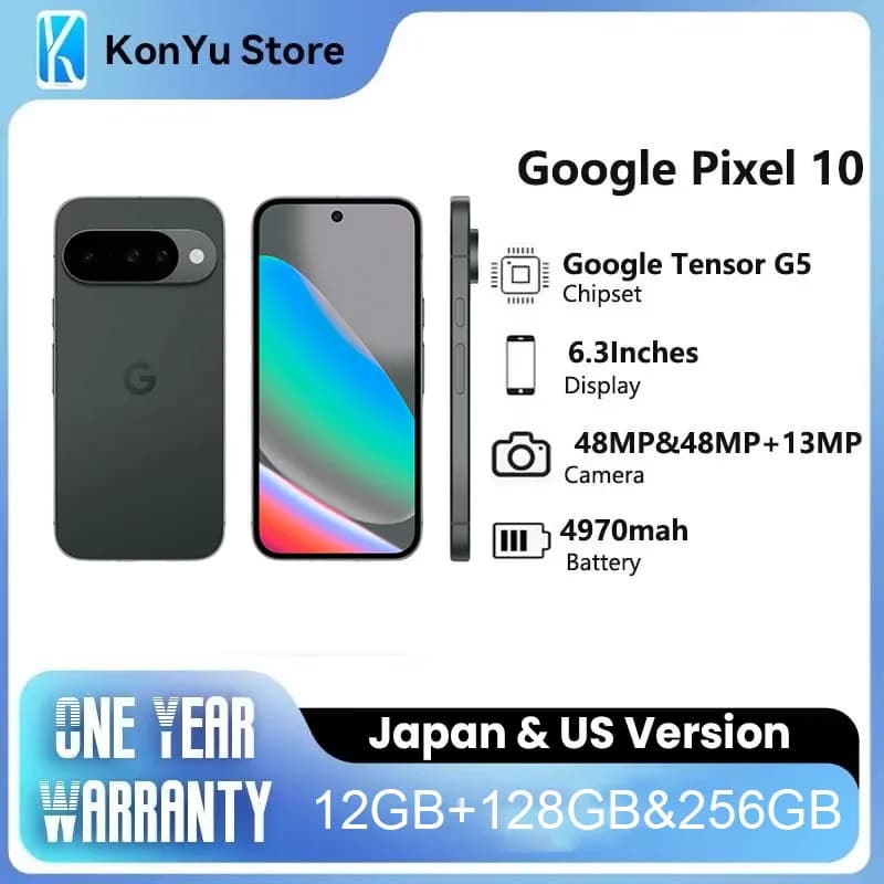 New Original Google Pixel 10 Google Tensor G5 6.3 Inches Advanced Triple Rear Camera 4970 mAh 24+ Hour Battery NFC SmartPhone