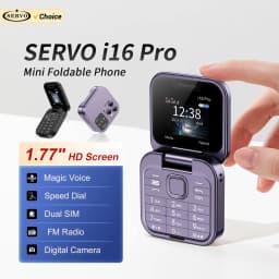 SERVO I16 PRO Mini Flip Mobile Phone Magic Voice Blacklist Speed Dial Vibration FM Radio Small Foldable Cellphones 2 SIM Standby