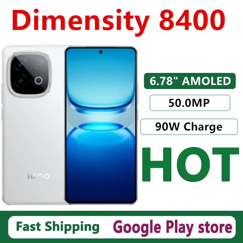Original Vivo Iqoo Z10 Turbo Mobile Phone 6.78" AMOLED 144HZ 7620mAh 90W Charge Dimensity 8400 Android 15.0 OTA 50.0MP Camera