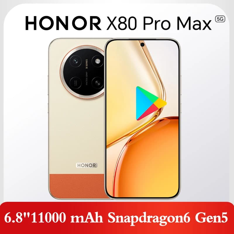 Honor X80 Pro Max Mobile Phone 5G Snapdragon6 Gen5 50MP 11000mAh 90W Charger Google Play X80ProMax