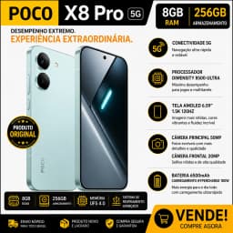 Xiaomi POCO X8 Pro NFC Dual SIM 256GB 8GB 6.59 RAM 50 + 8MP 20MP-Mint Green (Global)