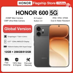 Global Version HONOR 600 5G Smartphone 7000mAh 80W SuperCharge 200MP Main Camera 6.57" AMOLED MagicOS 10 Snapdragon 7 Gen 4 NFC