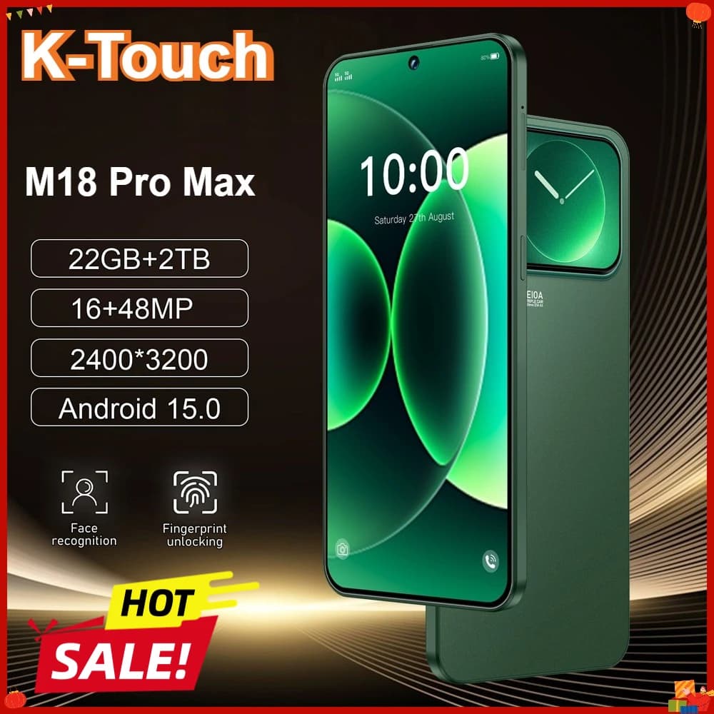K-Touch M18 Pro Max Smartphone 5G 7.3inch Full Screen 7800mAh Mobile Phones Android Cell Phone 22GB 2TB 5G Dual SIM Global Version Unlocked