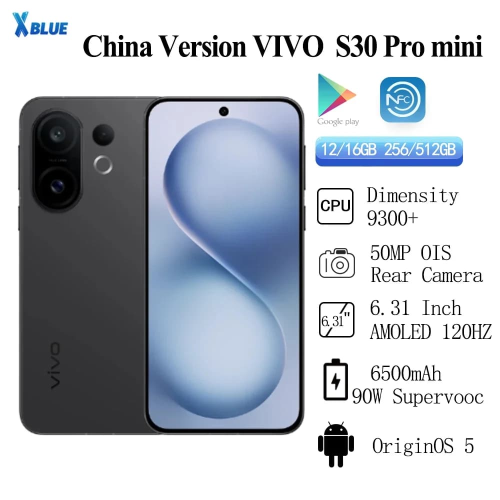 china verison VIVO S30 Pro Mini Battery 6500mAh 12GB RAM 256,512GB ROM  6.31 Inch 120Hz AMOLED Dimensity9300+  NFC IP68 IP69