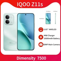 VIVO iQOO Z11S China Version New 10000mAh 44W Supercharge Dimensity7500 Screen 6.83 Inch AMOLED 144Hz 50MP NFC OTA Update Google