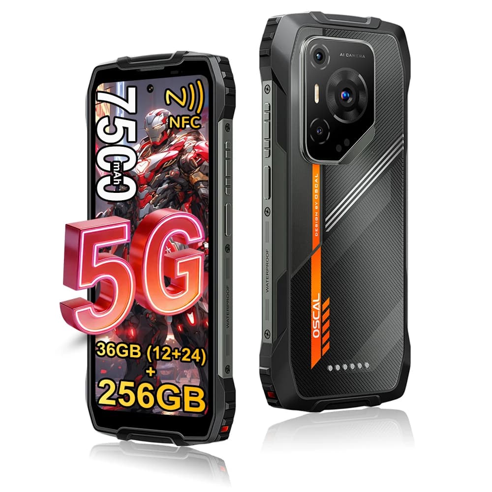 Blackview Oscal Pilot 3 5G AI Rugged Smartphone 36GB(12+24)+256GB 6.78" 120Hz Android 15 7500mAh 20MP Night Vision 33W NFC