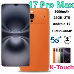 K-Touch Hot 17 Pro Max Android 15 Smartphone 5G Dual SIM Cell Phone 8000mAh Mobile Phones 22GB+2TB Global Version 16MP+48MP Cellphones