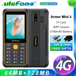 Ulefone Armor Mini 4 Rugged 64MB RAM 128MB ROM 2.8 inch Unisoc T117 2MP Rear Camera 2100mAh Battery 4G Global Version