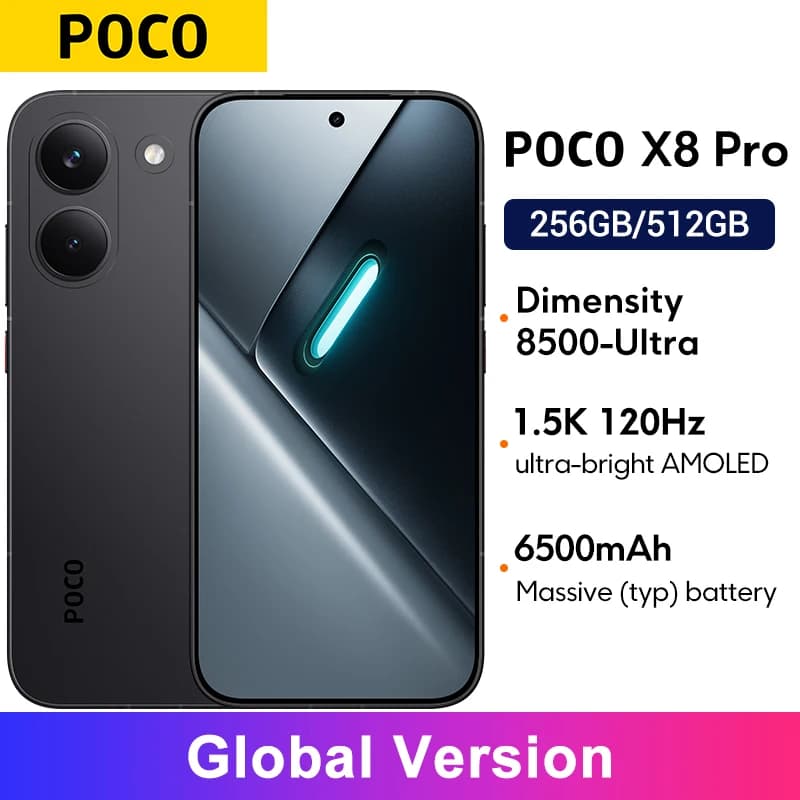 POCO X8 Pro Global Version Smartphone Dimensity 8500-Ultra 6500mAh battery 6.59" 1.5K 120Hz AMOLED display 50MP