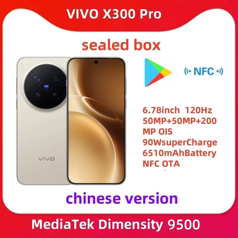 New Original vivo X300 Pro Smartphones MediaTek Dimensity 9500 6.78 inch 120Hz 50MP OIS 90W Super Charge 6510mAh Battery NFC OTA
