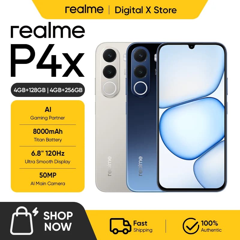 realme P4x Smartphone NFC 8000mAh Battery 45W Charge 6.8" 120Hz LCD Display 50MP AI Camera IP64