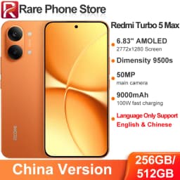 China Version Redmi Turbo 5 Max 512GB/256GB 50MP+20MP Camera 6.83 inch AMOLED Screen Dimensity 9500s 9000mAh Battery 100W