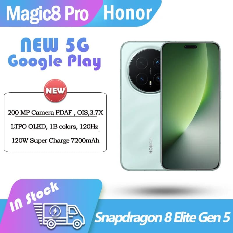 Honor magic 8 Pro 5G Phone Snapdragon 8 Elite Gen5 200MP Camera 120W Charger 7200mAh Google 6.71" 120Hz LTPOOLED 3.7x optical