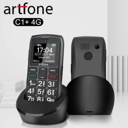 LTE 4G Senior Mobile Phone Artfone C1+ With Charging Dock Big Keypad For Elderly Single Sim One Key SOS FM 1400mAh Bar CellPhone