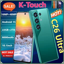K-Touch New C26 Ultra Android 15 Mobile Phones 7.3 HD Cell Phone 22GB+2TB Smartphone 8000mAh Octa Core 5G Dual SIM 16+48MP Camera Cellphones