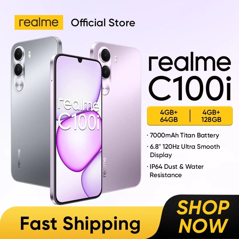 [New Launch] realme C100i Smartphone NFC 7000mAh Battery 15W Charge 6.8" 120Hz Display UNISOC T7250 Chipset IP64