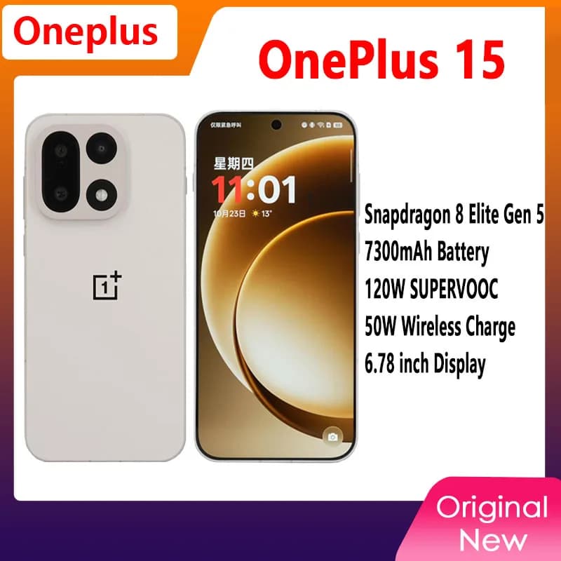 Original Oneplus 15 Global Rom Mobile Phone Snapdragon 8 Elite Gen 5 6.78" AMOLED 50.0MP 120W Charge 50.0MP IP69 Waterproof