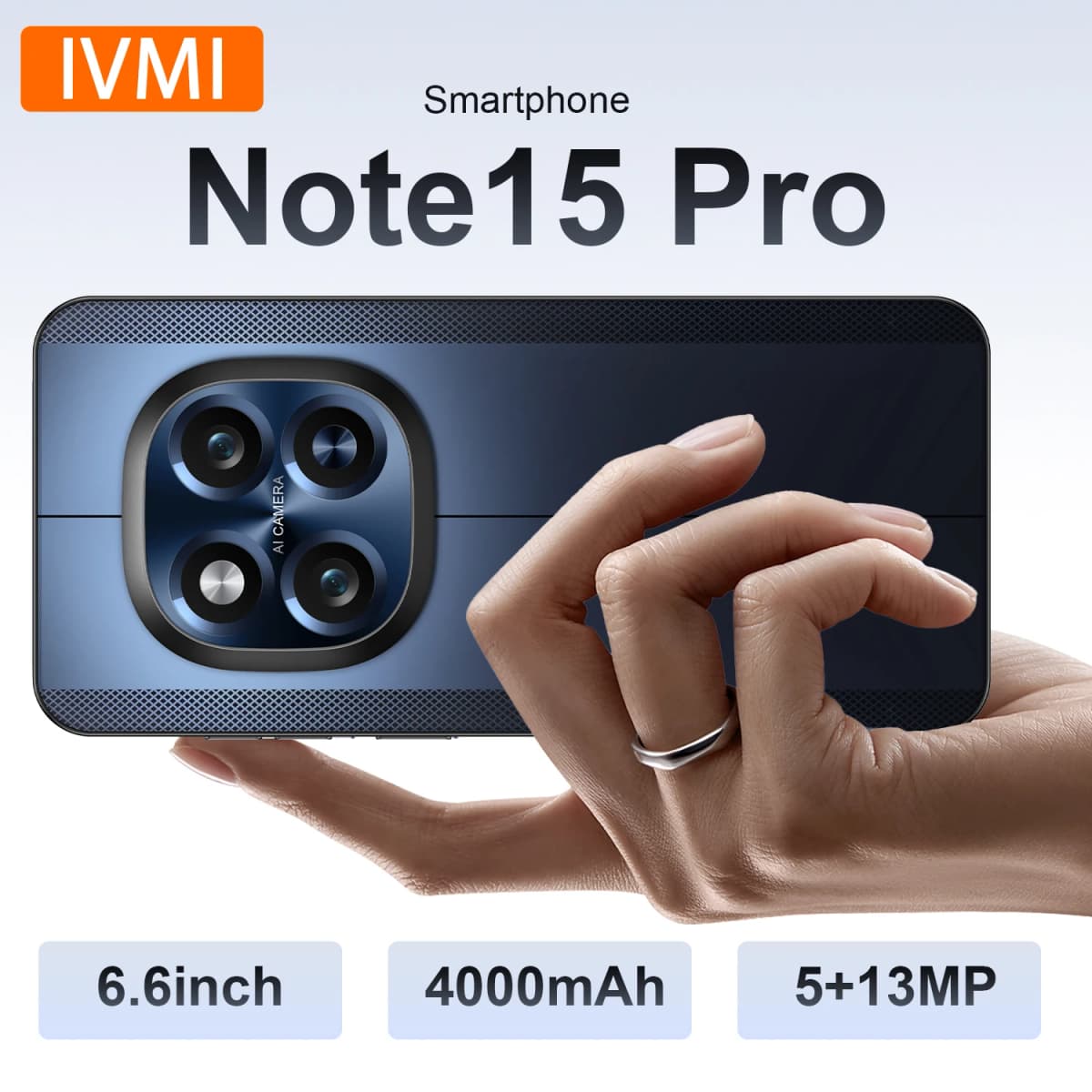 IVMI Note15 Pro Smartphones Android Dual SIM 6.6" 3GB RAM 16GB ROM 5+13MP WIFI GPS Google Play Store 4G Face ID Mobile Phones