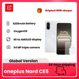 OnePlus Nord CE5 Smartphone 8GB RAM 128/256GB Storage, 6.77" 120Hz AMOLED, 50MP OIS, 5200mAh Battery, with 80W Charger