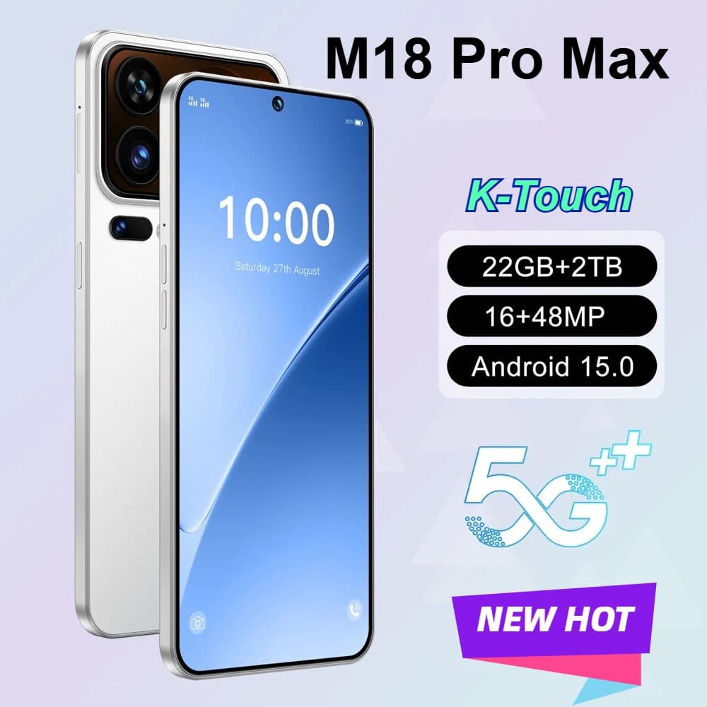 K-Touch M18 Pro Max Smartphone 5G 7.3inch Full Screen 7800mAh Mobile Phones Android Cell Phone 5G Dual SIM Global Version Unlocked 22GB 2TB Smart Phones