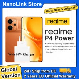 realme P4 Power 5G Smartphone 10001mAh Battery 80W Ultra Fast Charge MediaTek Dimensity 7400 Ultra 5G 6.8'' 144Hz Screen NFC 2026 Nest Mobile Phone Big Battery