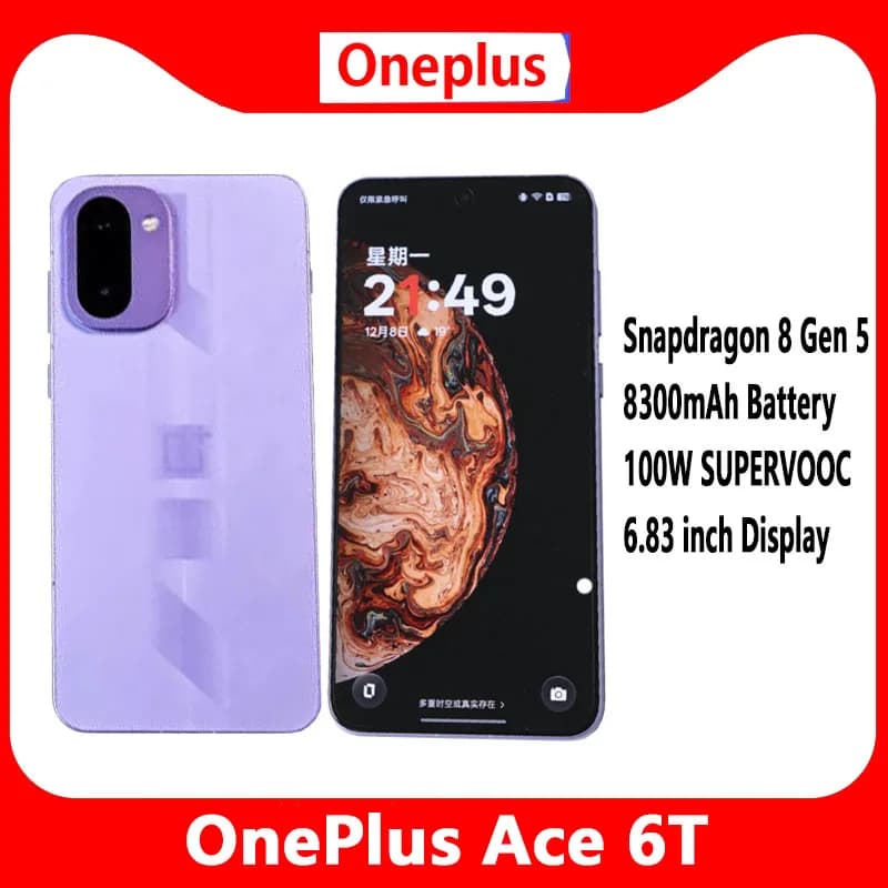 Oneplus Ace 6T Unlocked 5G Smart Phone 6.83'' 8300mAh Battery 100W SuperCharge Google Play Store