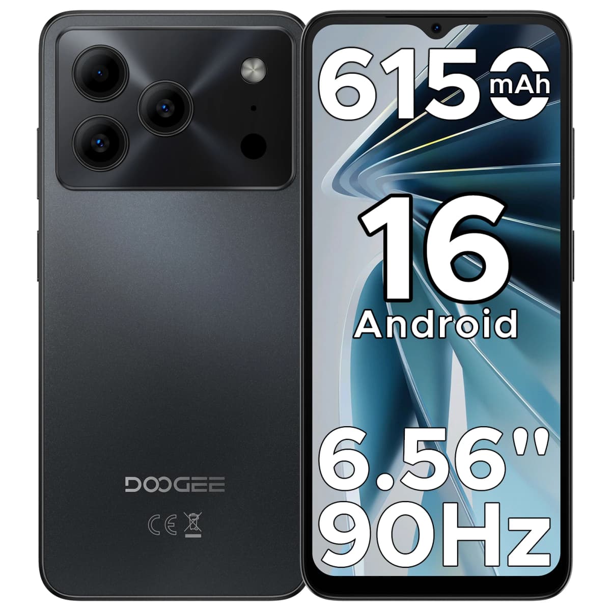 DOOGEE Note 56 Smartphone Android 16 6.56'' HD+ Screen 6150mAh Battery 24GB (3GB+21GB) RAM 64GB ROM UNISOC SC9863A Mobile Phone