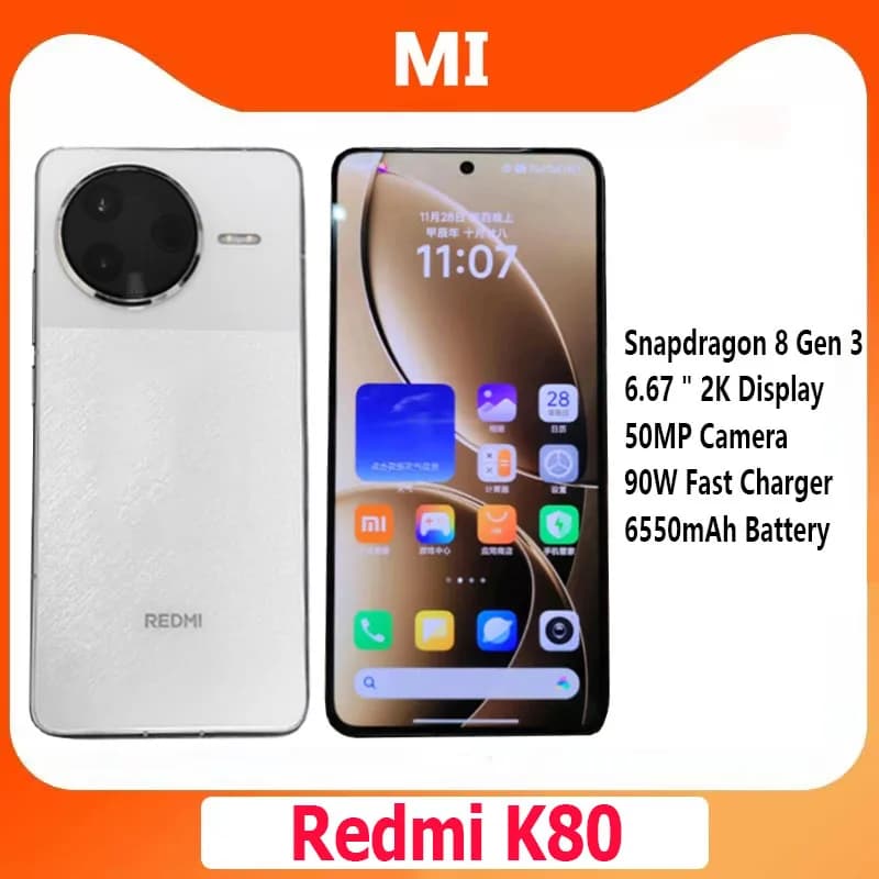 Xiaomi Redmi K80 5G CN Version Snapdragon 8 Gen 3 6.67' 2K Display 6550mAh Battery 50MP Camera 90W Mobile Phone