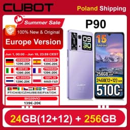 [Shipping From Poland] Cubot P90 Smartphone 5100mAh Android 15 24(12+12)GB + 256GB 6.88" 120Hz 64MP Mobile Phone NFC Fingerprint
