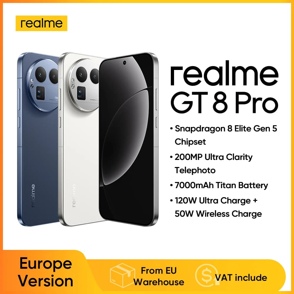 realme GT 8 Pro Smartphone EU Version Snapdragon 8 Elite Gen 5 200MP Ultra Camera, 7000mAh Battery, 120W Wireless Charging and 50 W Not Included
