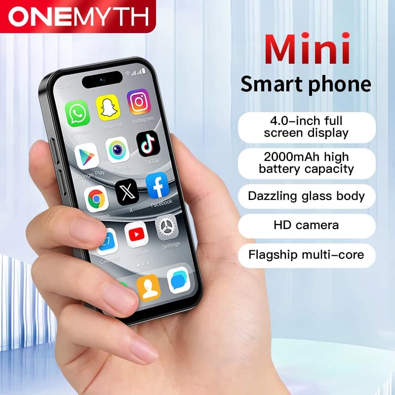 ONEMYTH M17 Pro Mini Smartphone Quad Core 2000mAh LTE 4G Dual SIM Type-C Android 12.0 Mobile CellPhone Face Unlock