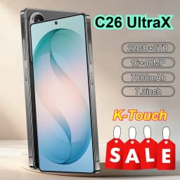 K-Touch Smartphone For C26 UltraX 5G Cell Phone 7.3 Inch 7800mAh Battery Mobile Phones Android Full Display 48MP Camera 22GB RAM 2TB ROM Face ID Unlocked 5G Dual SIM Android 15 Cell Phone with FM Radio GPS