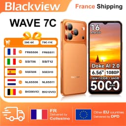 Blackview WAVE 7C Smartphone 16(4+12)GB+64GB 6.56-inch HD+5000mAh Android 16 Doke AI 2.0 1080P Video (Free TPU Protective Case)