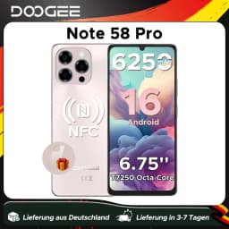 Global Version DOOGEE Note58 Pro Smartphone 6.75" HD+ Display 32GB(8+24) 256GB 6250mAh Battery NFC Android 15 Mobile Phone